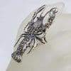 Sterling Silver Marcasite with Red Eyes Very Large Lobster / Crayfish Ring