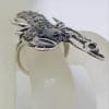 Sterling Silver Marcasite with Red Eyes Very Large Lobster / Crayfish Ring