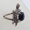 Sterling Silver Marcasite and Onyx Turtle / Tortoise Ring