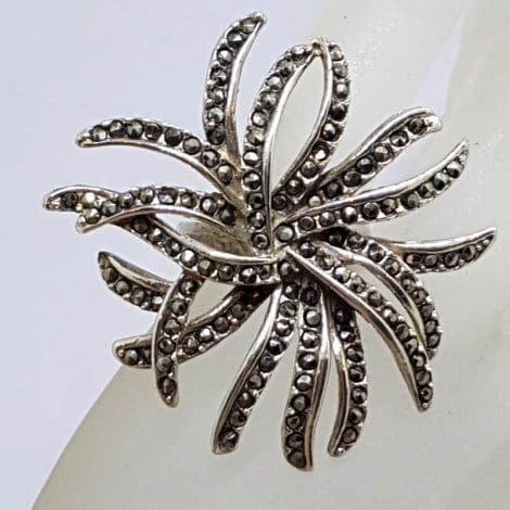 Sterling Silver Exquisite Marcasite Very Large Organic Spray Ring