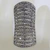 Sterling Silver Exquisite Marcasite Very Long and Wide Finger Length Ring - Large