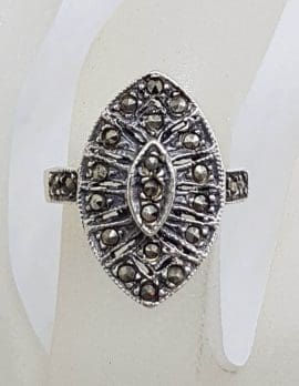 Sterling Silver Vintage Marcasite Marquis Shape Ring