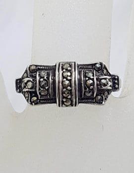 Sterling Silver Vintage Marcasite Art Deco Shape Ring