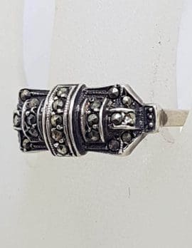 Sterling Silver Vintage Marcasite Art Deco Shape Ring