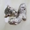 Sterling Silver Marcasite Large Snake & Cat Chunky Ring