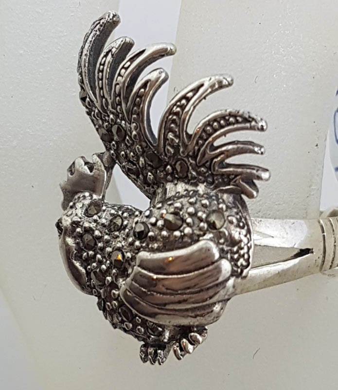 Sterling Silver Marcasite Large Rooster Ring