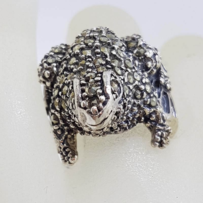 20210724_122840 Sterling Silver Marcasite Large Frog Ring