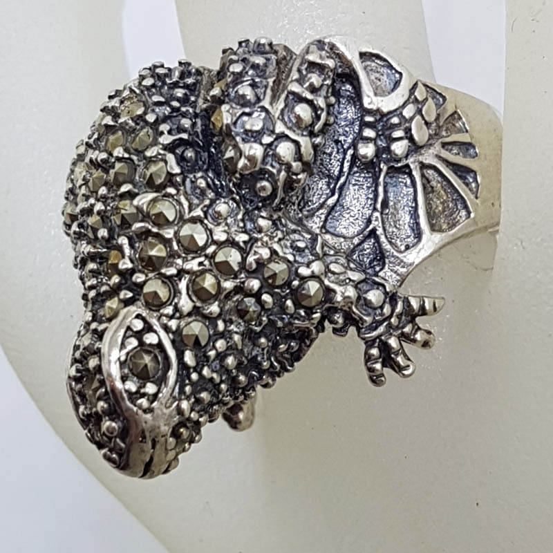 20210724_122911 Sterling Silver Marcasite Large Frog Ring