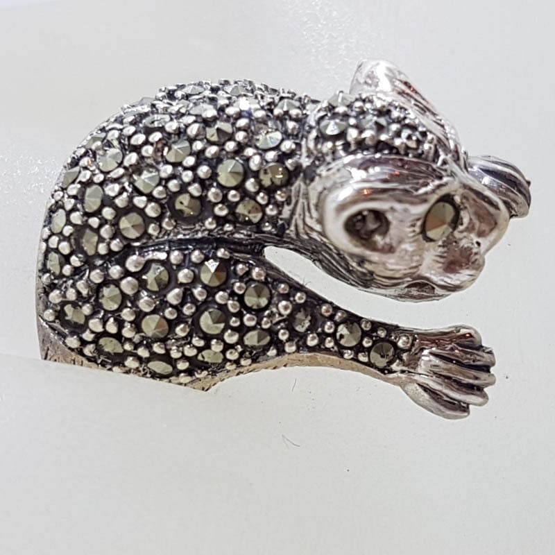 Sterling Silver Marcasite Large Cat Ring