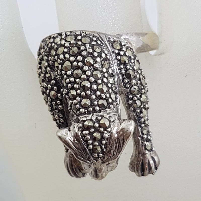 Sterling Silver Marcasite Large Cat Ring
