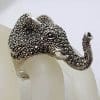 Sterling Silver Marcasite Very Large Elephant Head Ring