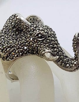 Sterling Silver Marcasite Very Large Elephant Head Ring