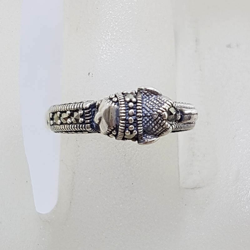 Sterling Silver Marcasite Elephant on Band Ring