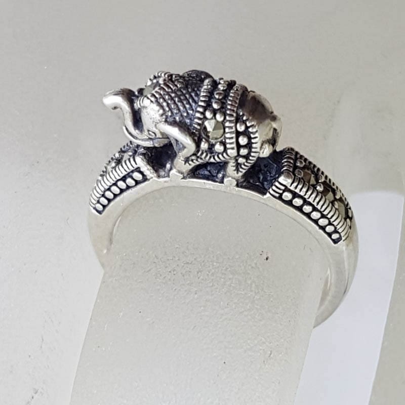 Sterling Silver Marcasite Elephant on Band Ring