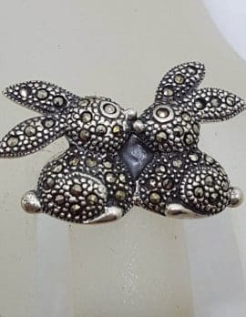 Sterling Silver Marcasite Two Rabbits Ring