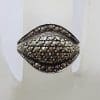 Sterling Silver Curved Marcasite Ring - Vintage