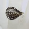 Sterling Silver Curved Marcasite Ring - Vintage