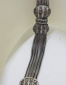 Sterling Silver Marcasite Wide Bow Bracelet
