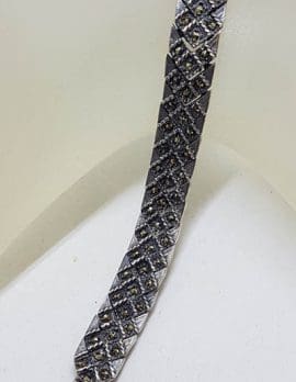 Sterling Silver Wide Marcasite Bracelet