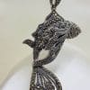 Sterling Silver Marcasite Large Koi Fish Pendant on Sterling Silver Chain