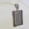 Sterling Silver Marcasite Rectangular Pendant on Sterling Silver Chain