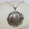 Sterling Silver Marcasite Large Round Pendant on Sterling Silver Chain