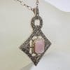 Sterling Silver Marcasite & Pink Mother of Pearl Pendant on Sterling Silver Chain