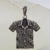 Sterling Silver Marcasite Coat / Shirt Pendant on Sterling Silver Chain