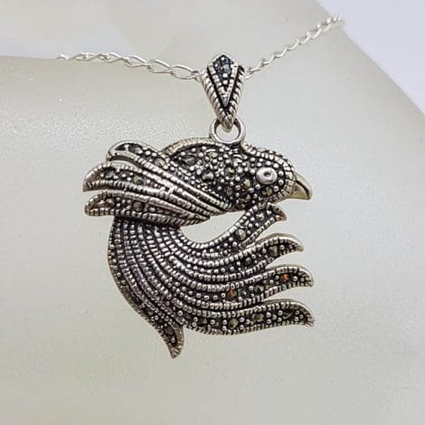Sterling Silver Marcasite Bird Pendant on Sterling Silver Chain