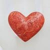 Sterling Silver Large Heart Shaped Red Coral Ring
