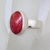 Sterling Silver Oval Red Coral Ring
