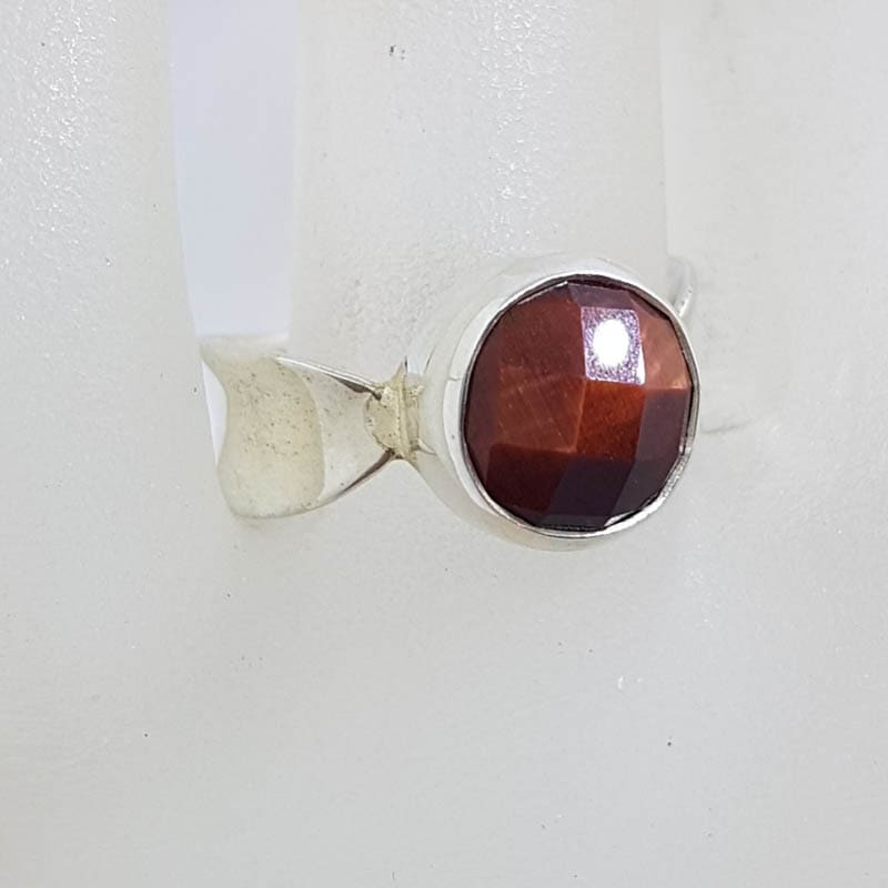 20210728_231052 Sterling Silver Faceted Round Red Tiger Eye Ring