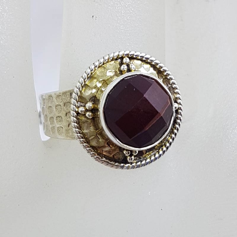 20210728_231125 Sterling Silver Faceted Round Red Tiger Eye Ornate Design Ring