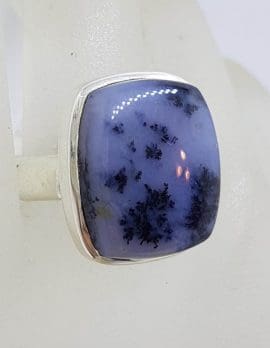 Sterling Silver Large Square Dendritic Agate Ring