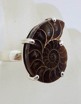 Sterling Silver Large Ammonite Fossil Ring