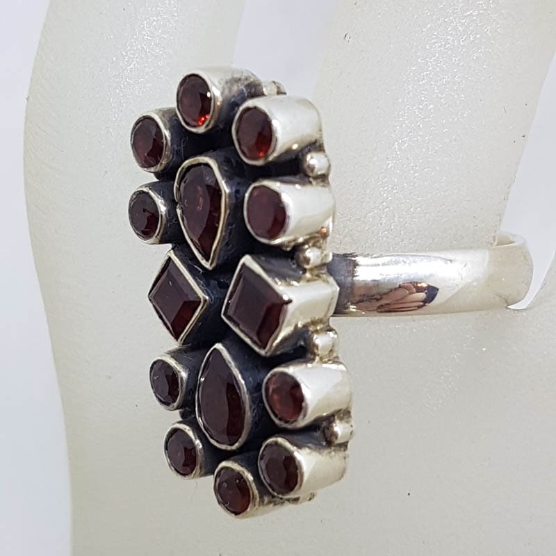20210728_233004 Sterling Silver Garnet Long Oval Cluster Ring
