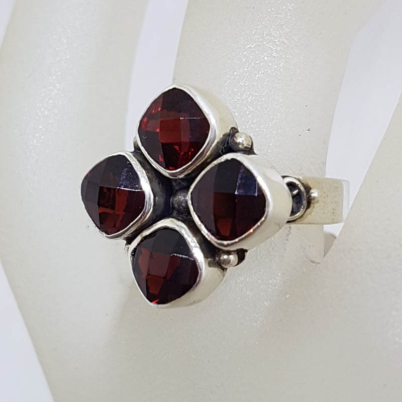 20210728_233241 Sterling Silver Garnet Square Cluster Ring