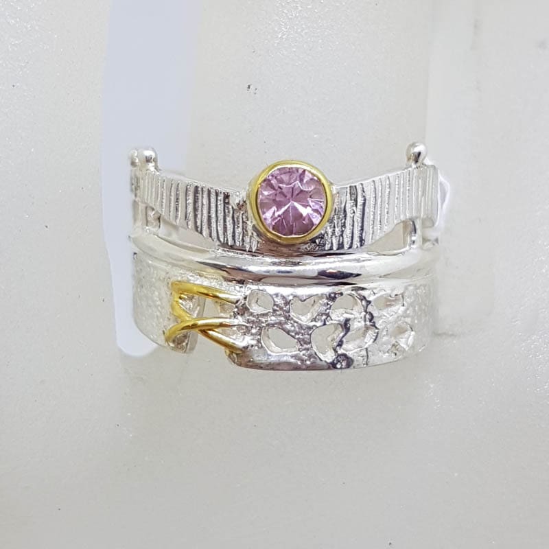 20210728_233331 Sterling Silver Spinel Wide Ornate Band Ring - Gold Plate