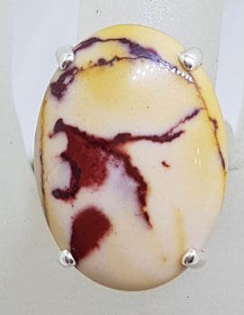 Sterling Silver Large Oval Claw Set Mookaite Ring