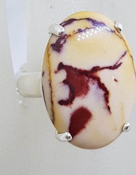 Sterling Silver Large Oval Claw Set Mookaite Ring