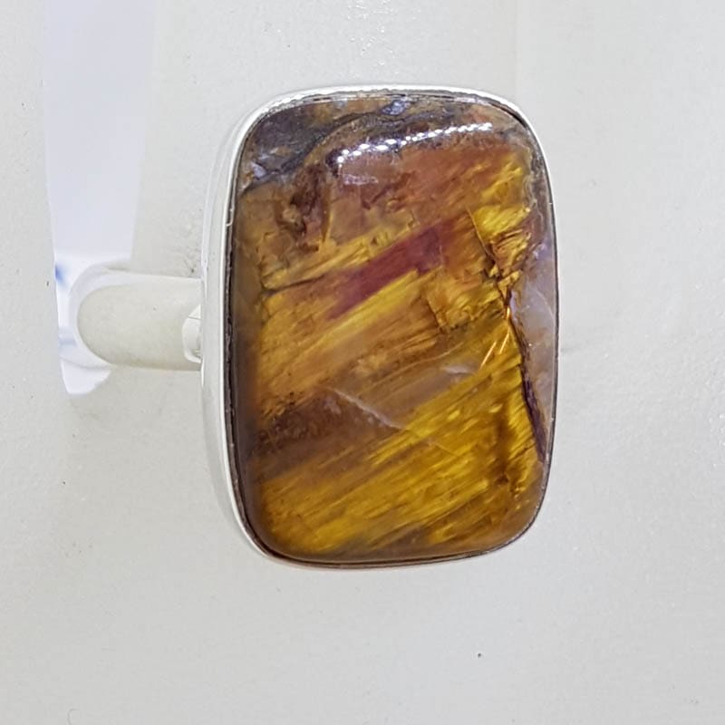 Sterling Silver Rectangular Pietersite Ring