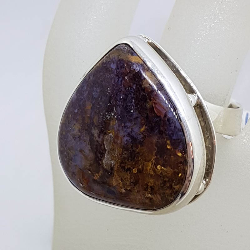 Sterling Silver Large Teardrop / Pear Shape Pietersite Ring