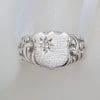 Sterling Silver Cubic Zirconia Ornate Vintage Signet Ring - Gents Ring / Ladies Ring