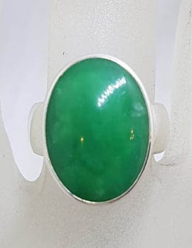 Sterling Silver Oval Variscite on Wide Band Ring