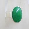 Sterling Silver Oval Variscite on Wide Band Ring