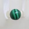 Sterling Silver Round Malachite on Wide Band Ring