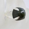 Sterling Silver Large and High Claw Set Nephrite Jade Ring