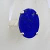 Sterling Silver Large Oval Claw Set Lapis Lazuli Ring