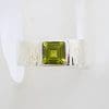 Sterling Silver Square Peridot in Wide Patterned Band Ring