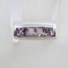 Sterling Silver Wide Square Amethysts Band Ring